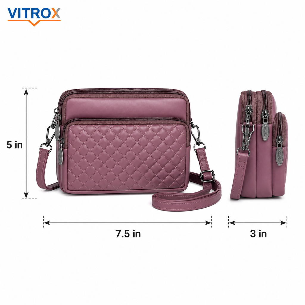 Women’s Quilted Multi-Zip Crossbody Bag