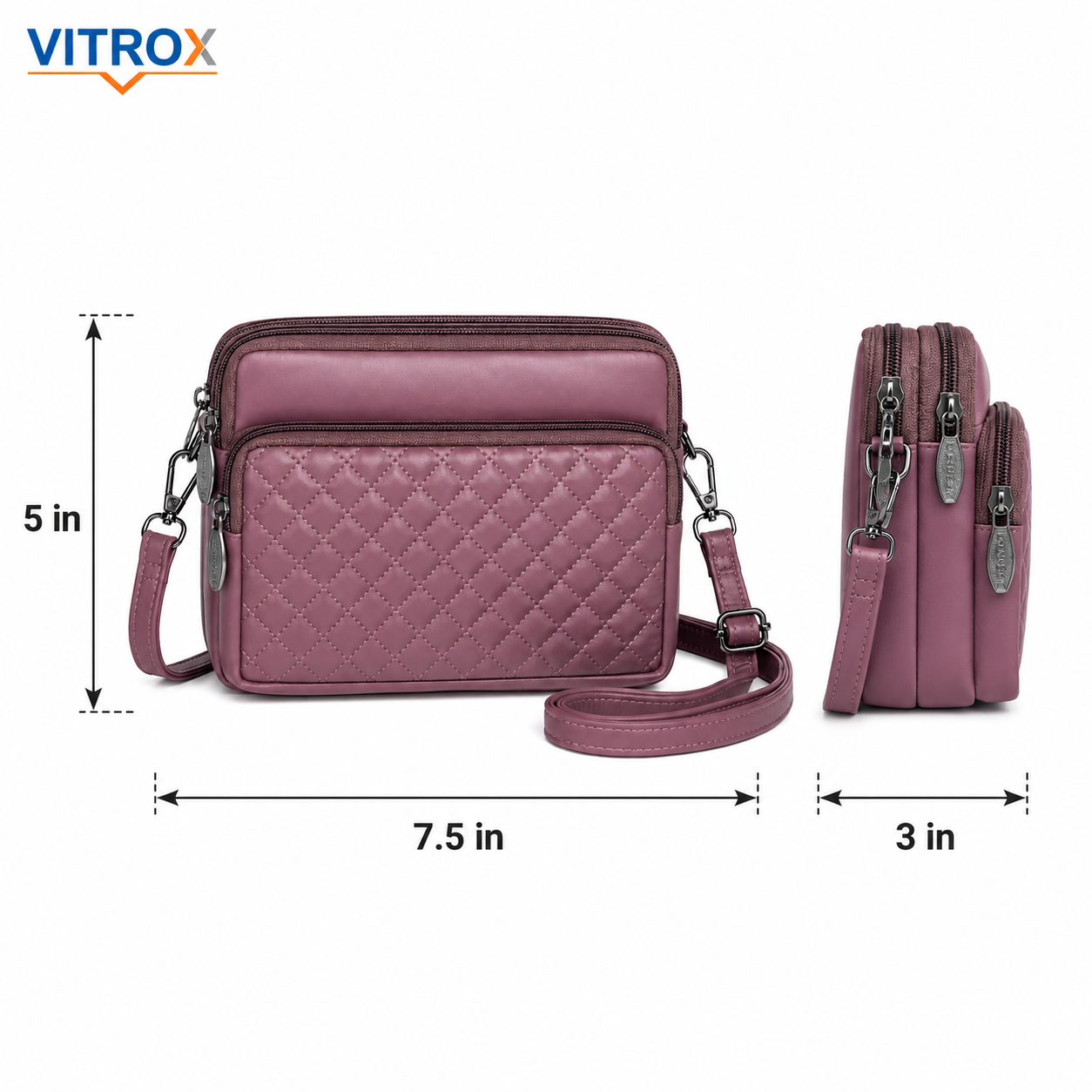 Women’s Quilted Multi-Zip Crossbody Bag