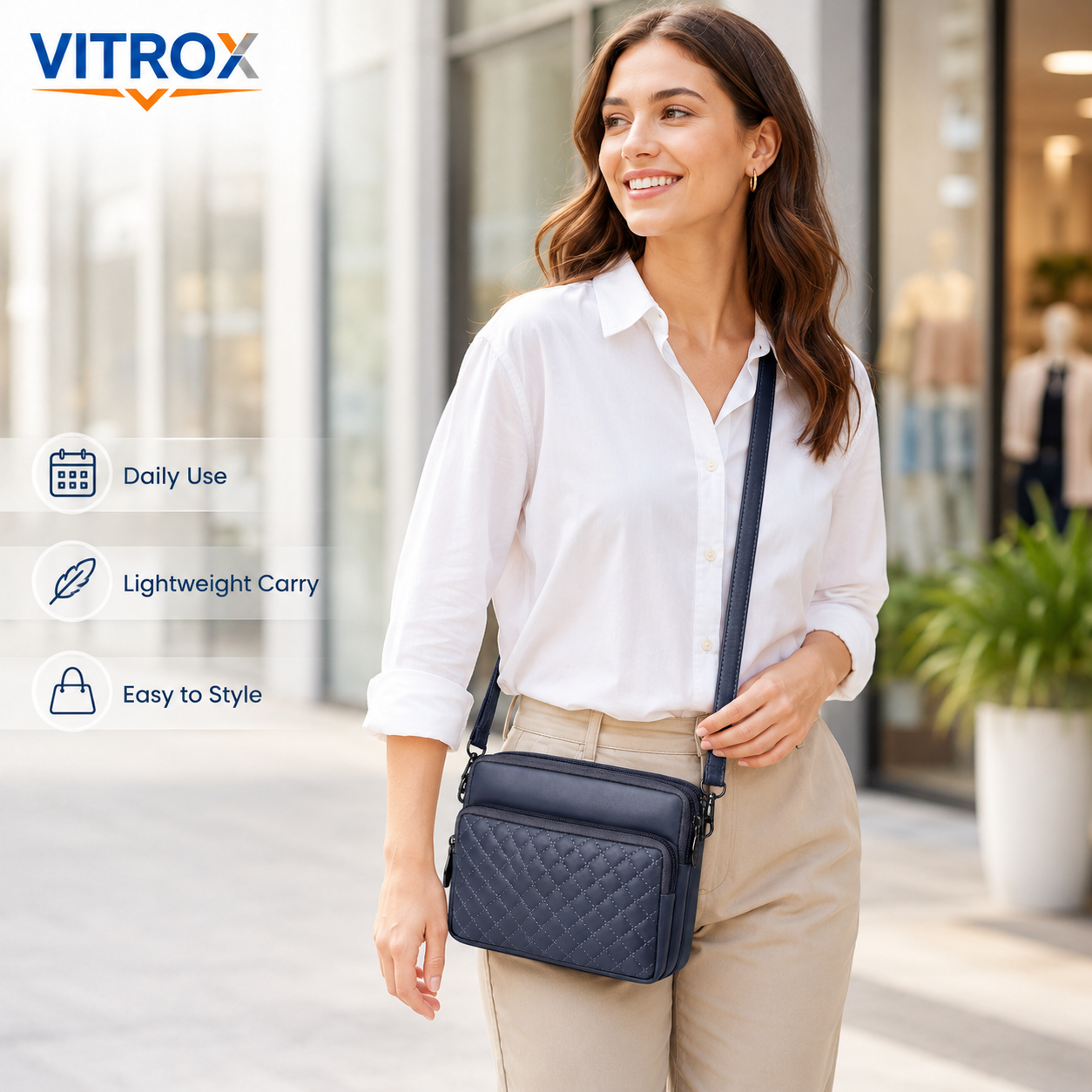 Women’s Quilted Multi-Compartment Crossbody Bag