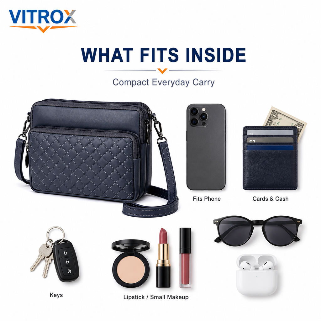 Women’s Quilted Multi-Compartment Crossbody Bag