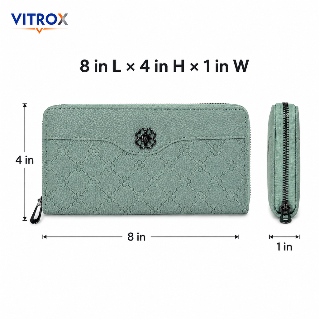 Women’s Embossed Floral Zip-Around Wallet