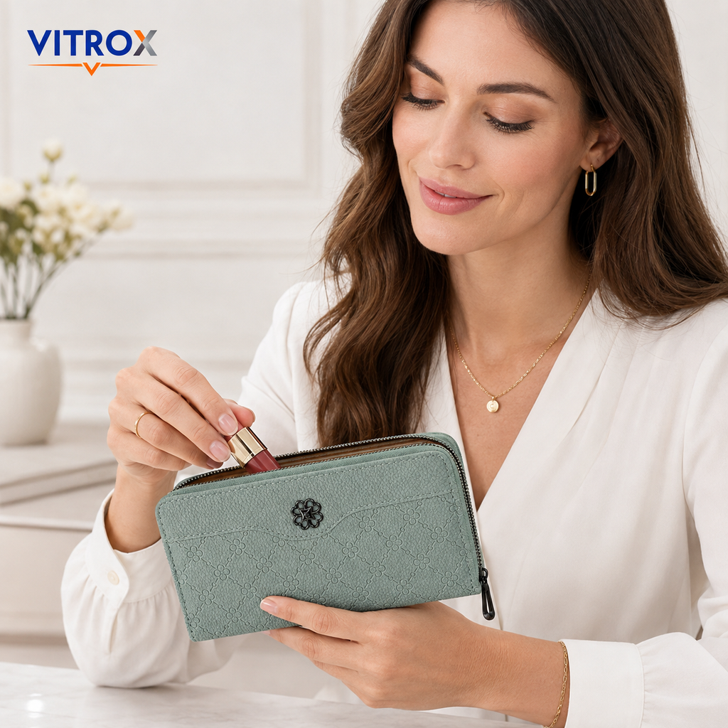 Women’s Embossed Floral Zip-Around Wallet
