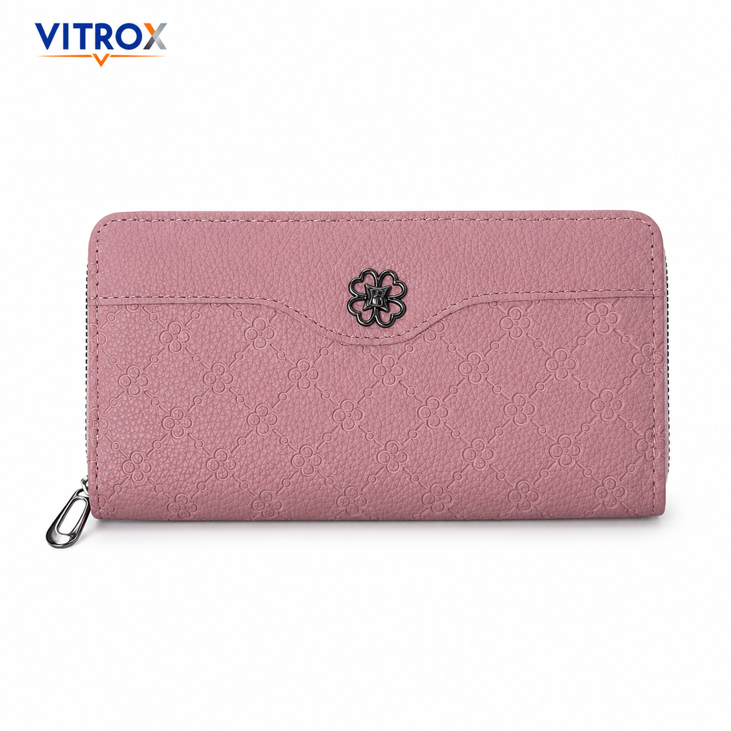 Women’s Embossed Floral Zip-Around Wallet