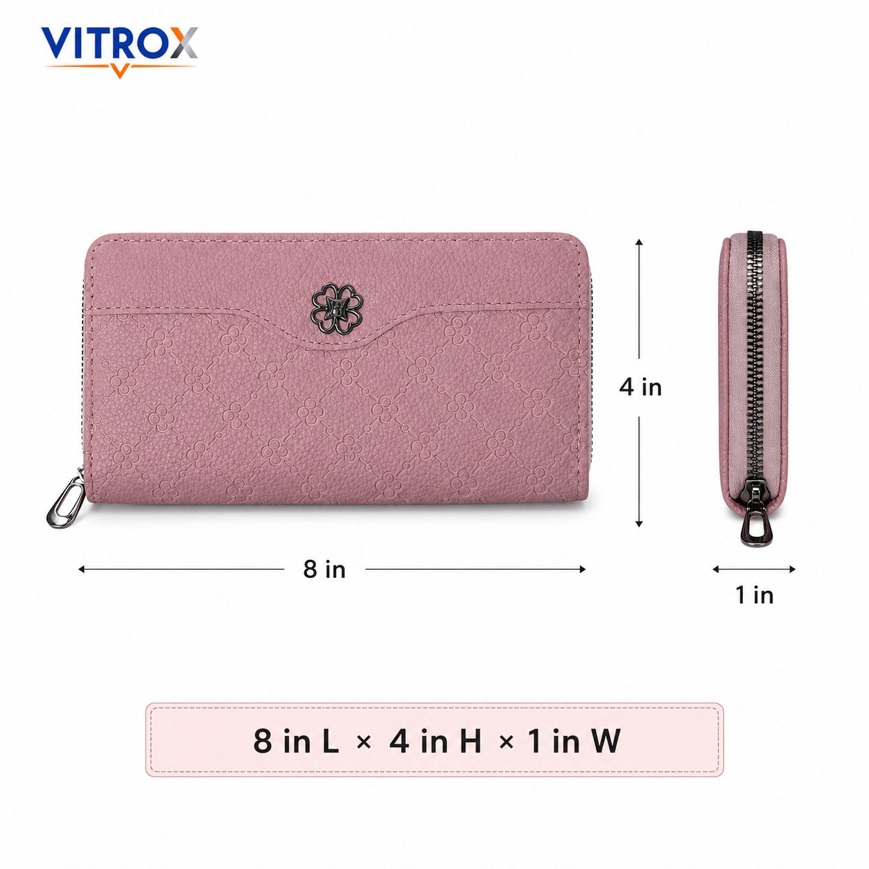 Women’s Embossed Floral Zip-Around Wallet