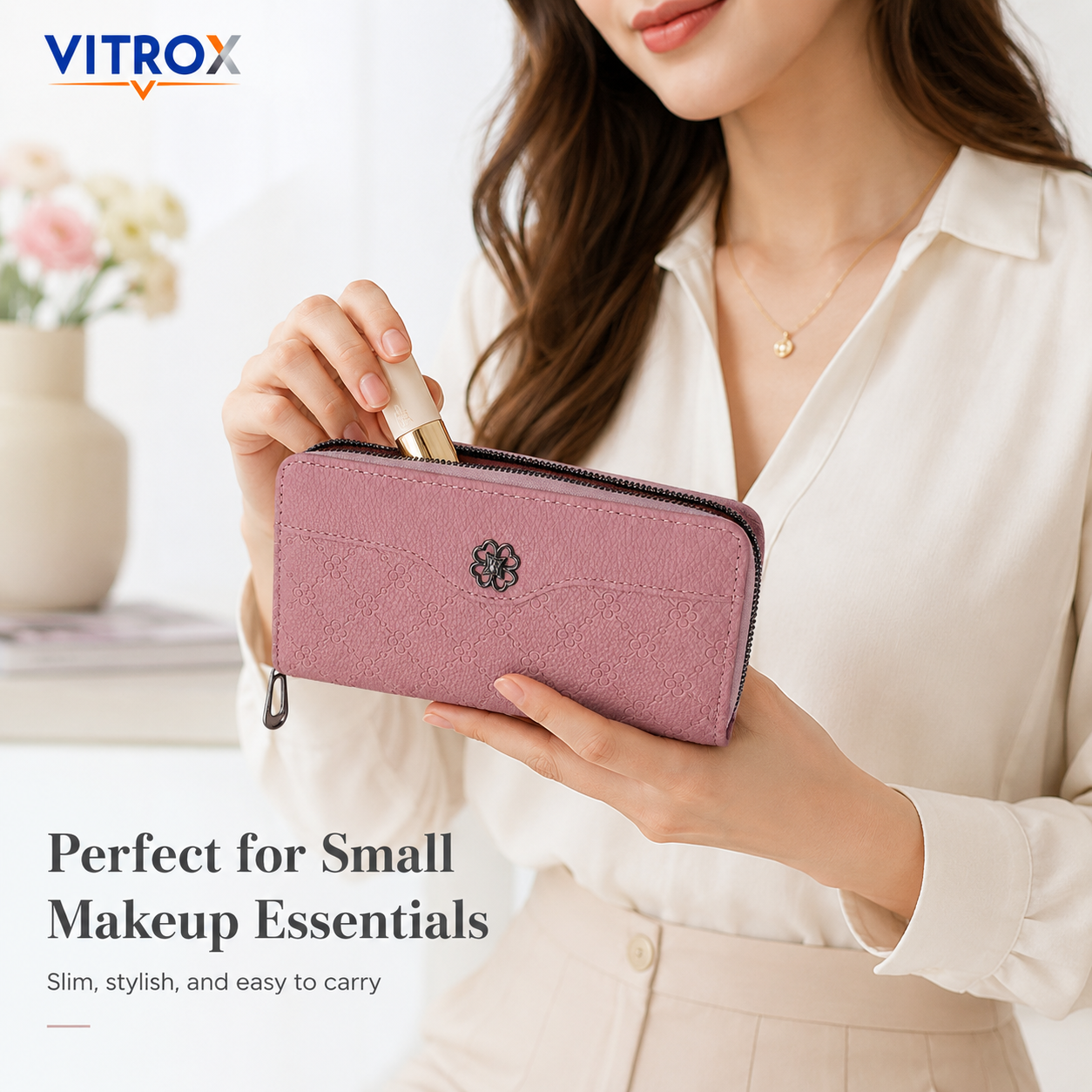 Women’s Embossed Floral Zip-Around Wallet