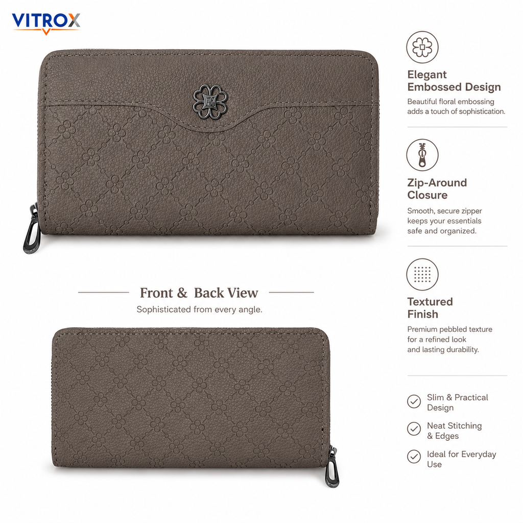 Women’s Embossed Floral Zip-Around Wallet