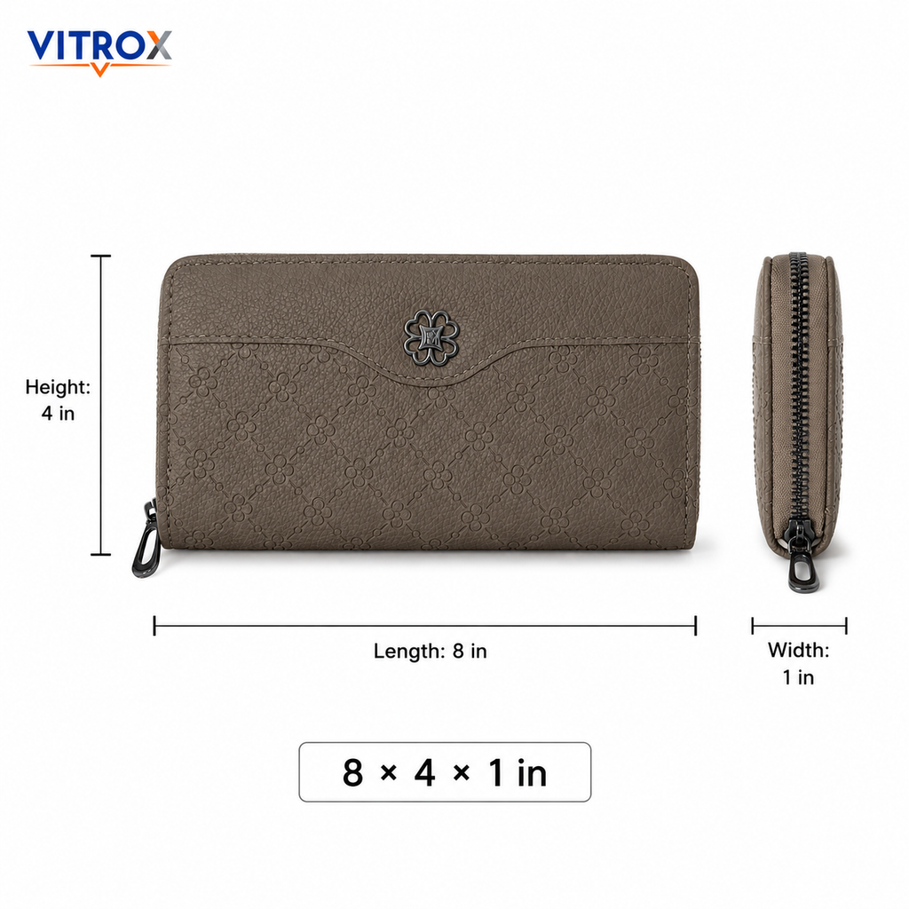 Women’s Embossed Floral Zip-Around Wallet