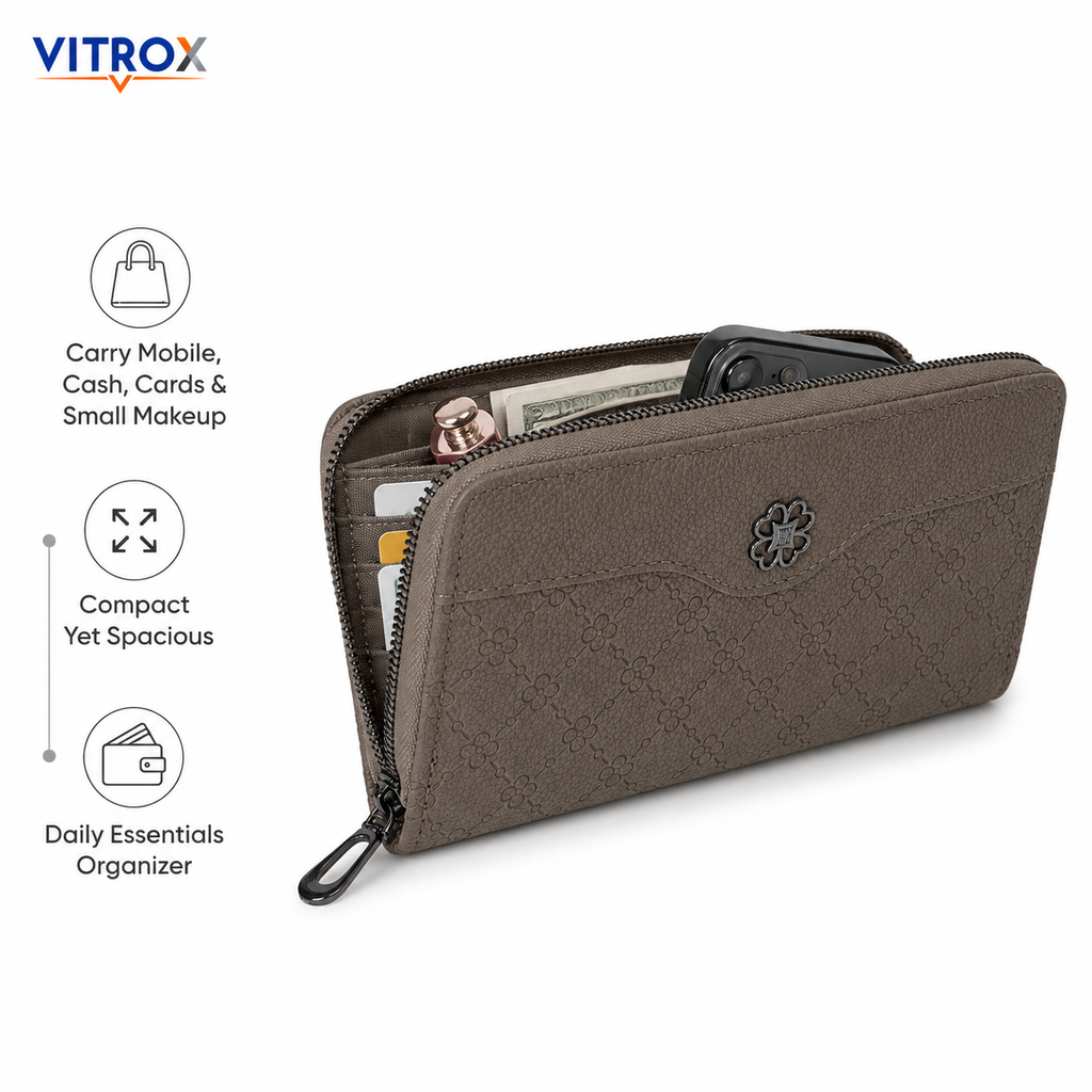 Women’s Embossed Floral Zip-Around Wallet