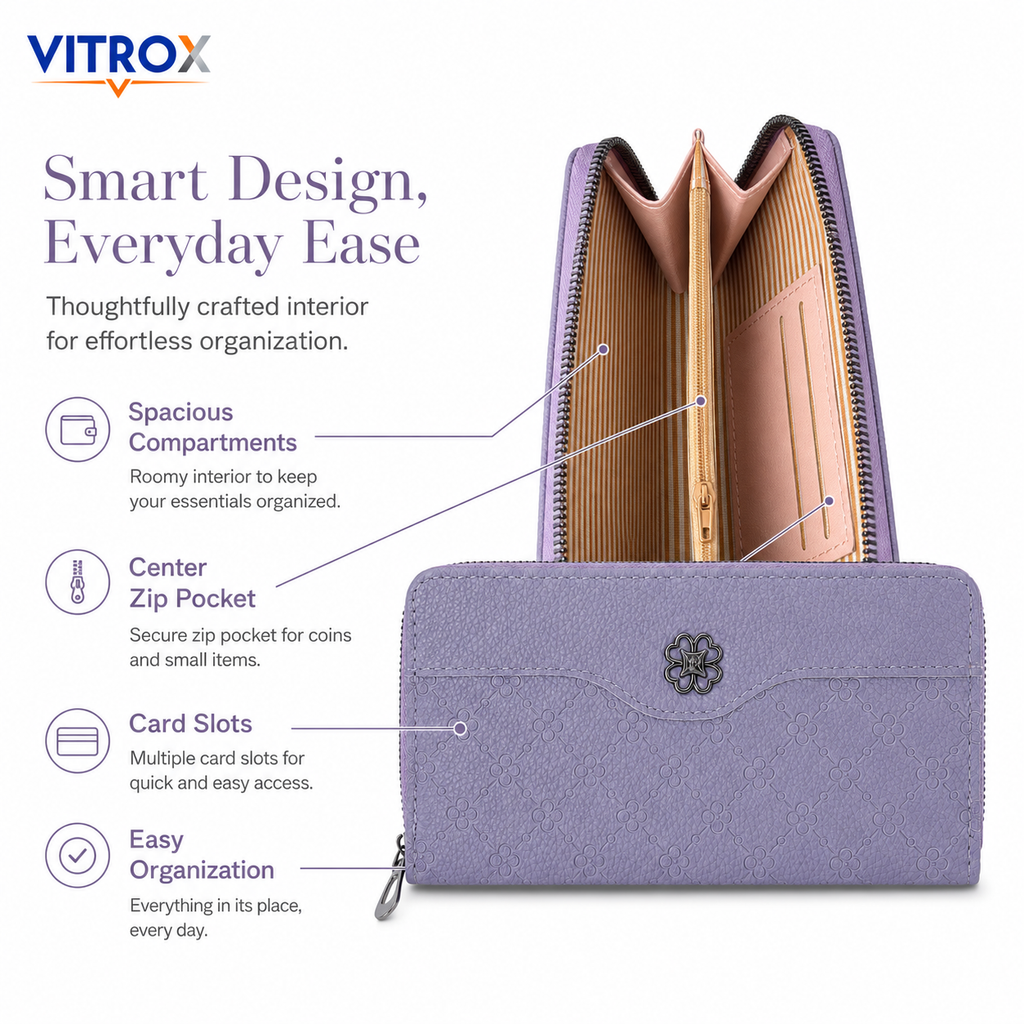 Women’s Embossed Floral Zip-Around Wallet&nbsp;