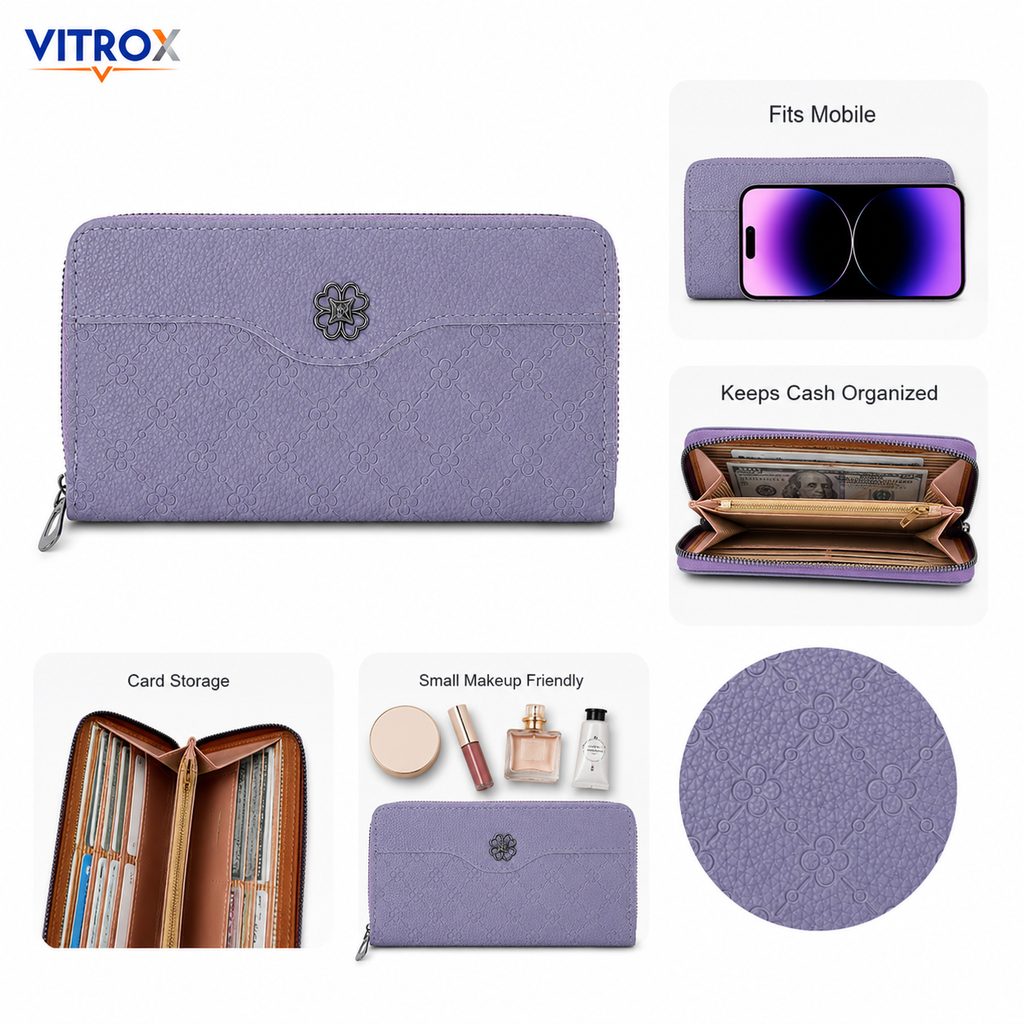 Women’s Embossed Floral Zip-Around Wallet&nbsp;