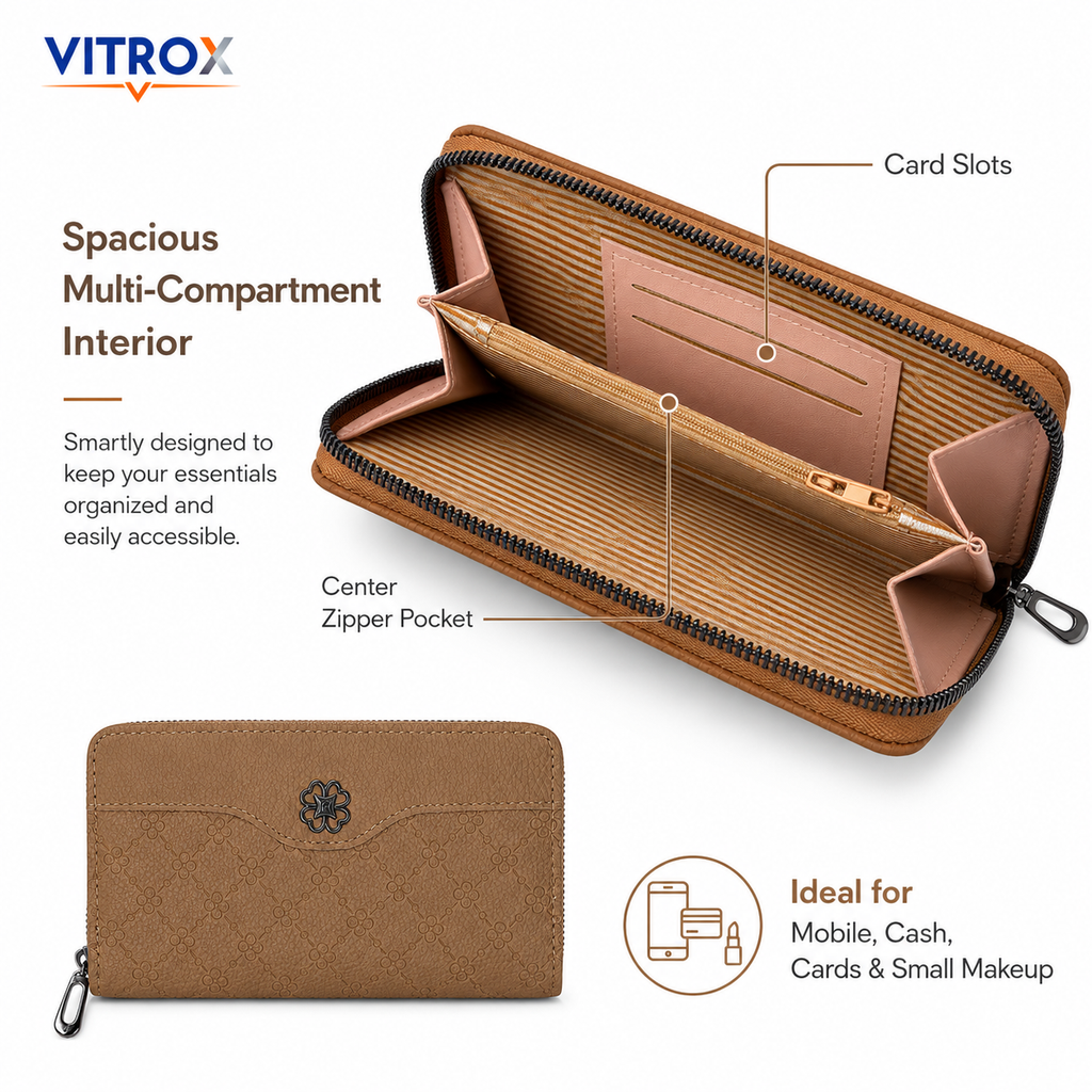 Women’s Embossed Floral Zip-Around Wallet