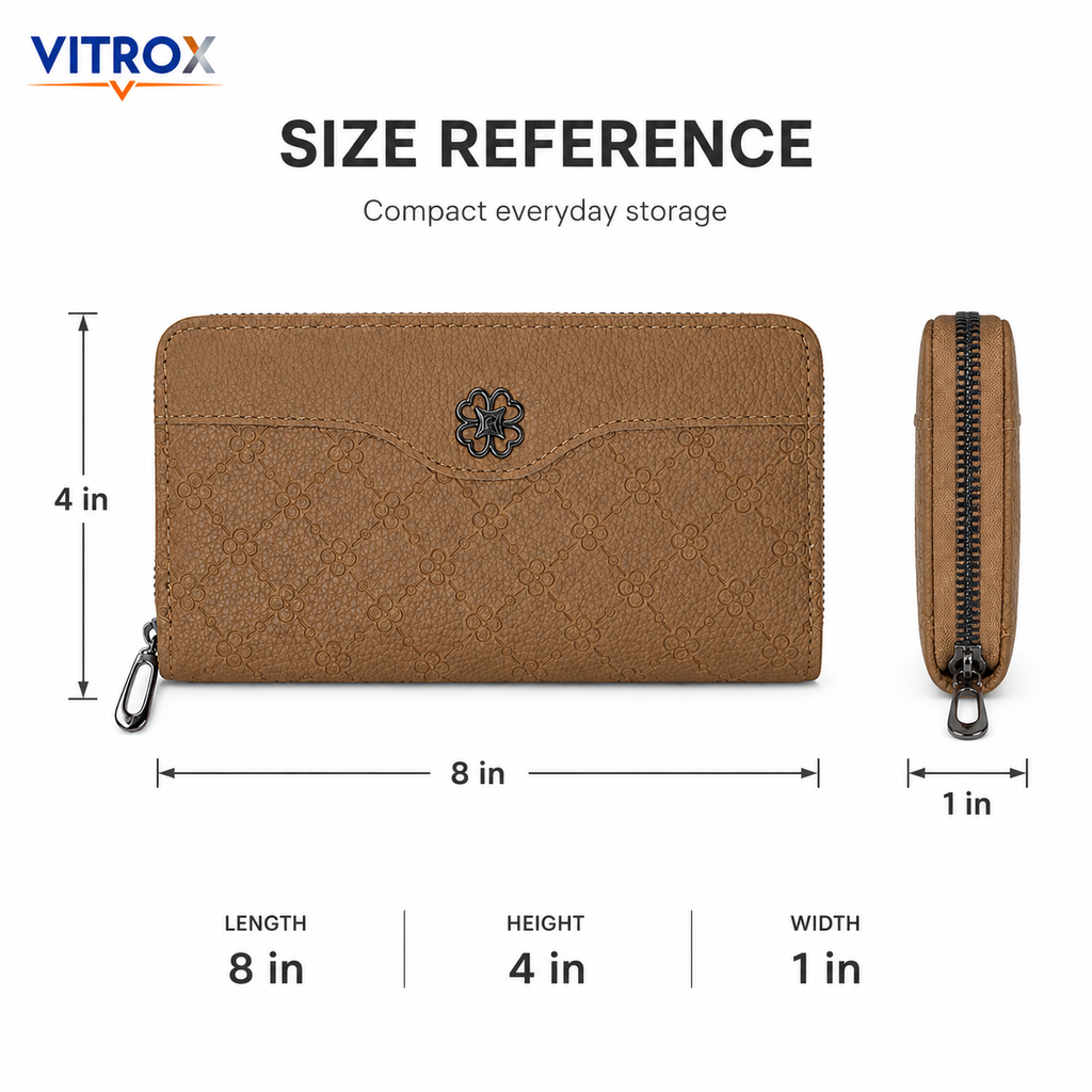 Women’s Embossed Floral Zip-Around Wallet