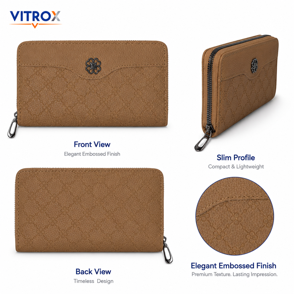 Women’s Embossed Floral Zip-Around Wallet