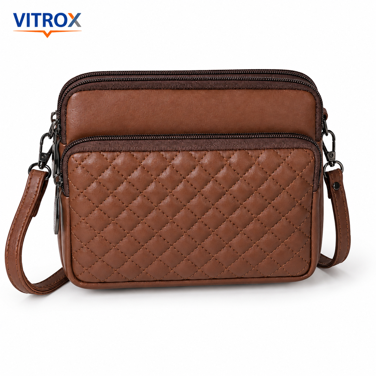 Women’s Quilted Multi-Zip Crossbody Bag