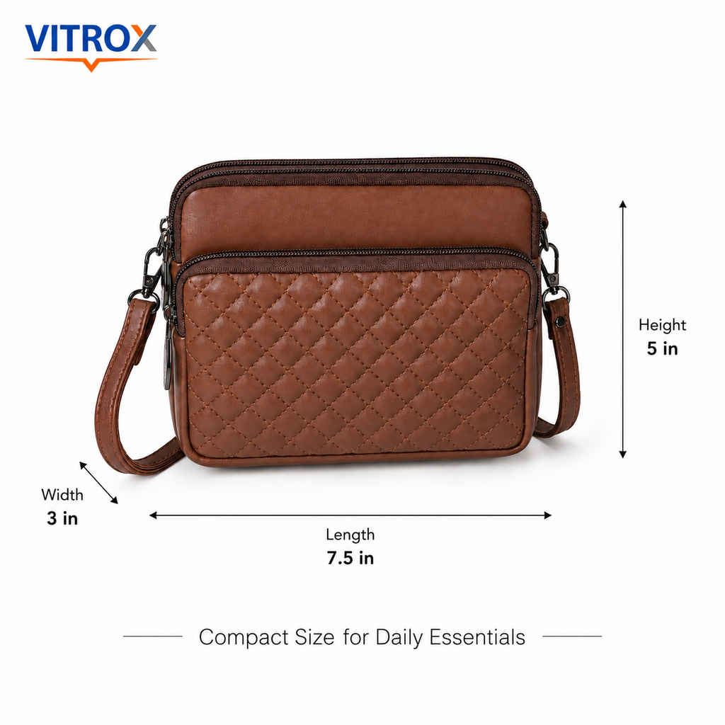 Women’s Quilted Multi-Zip Crossbody Bag