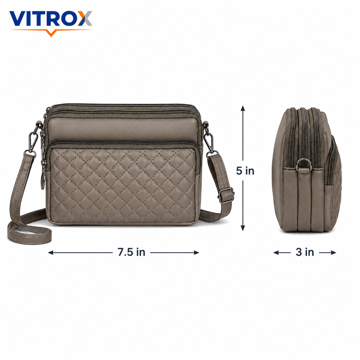 Women’s Quilted Multi-Zip Crossbody Bag