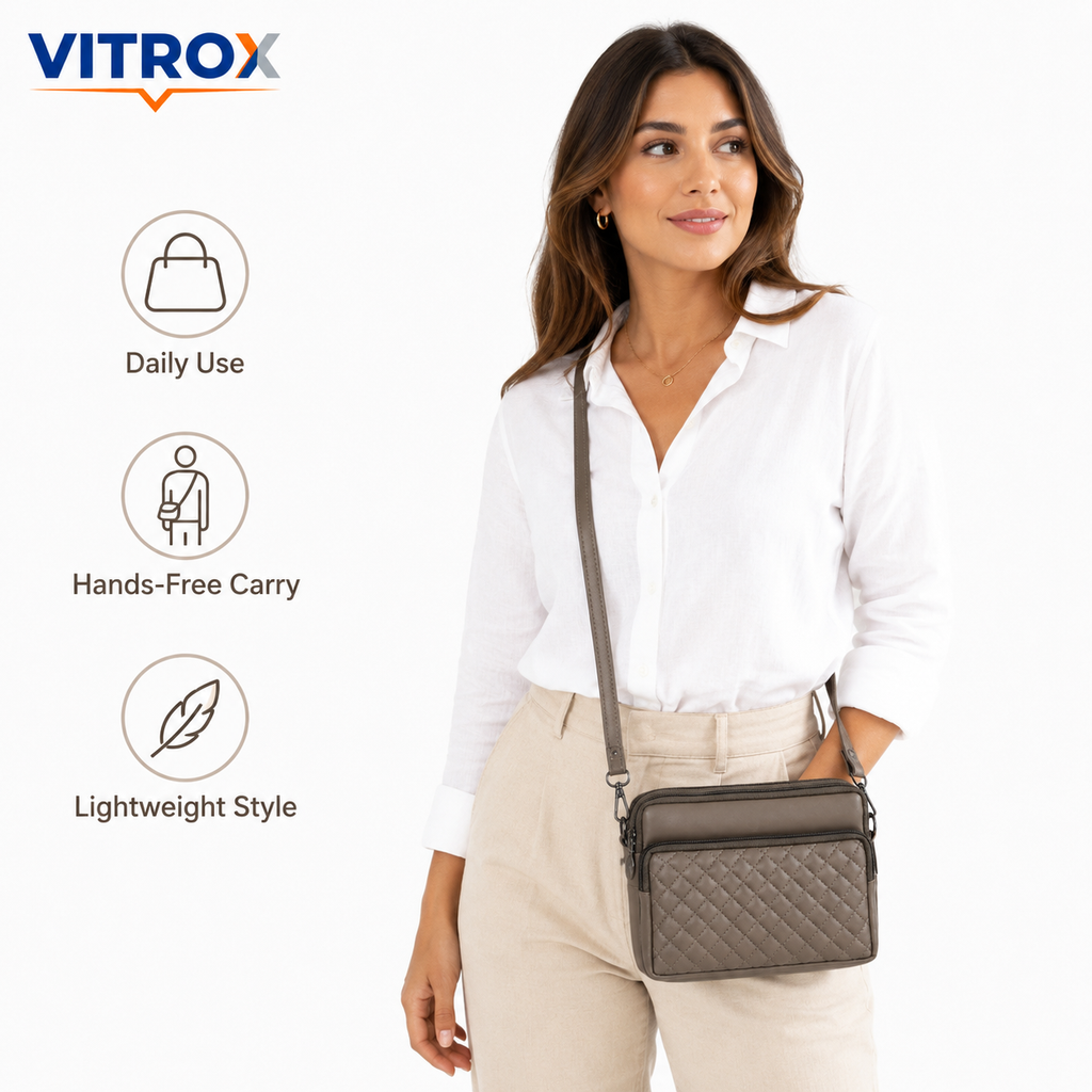 Women’s Quilted Multi-Zip Crossbody Bag
