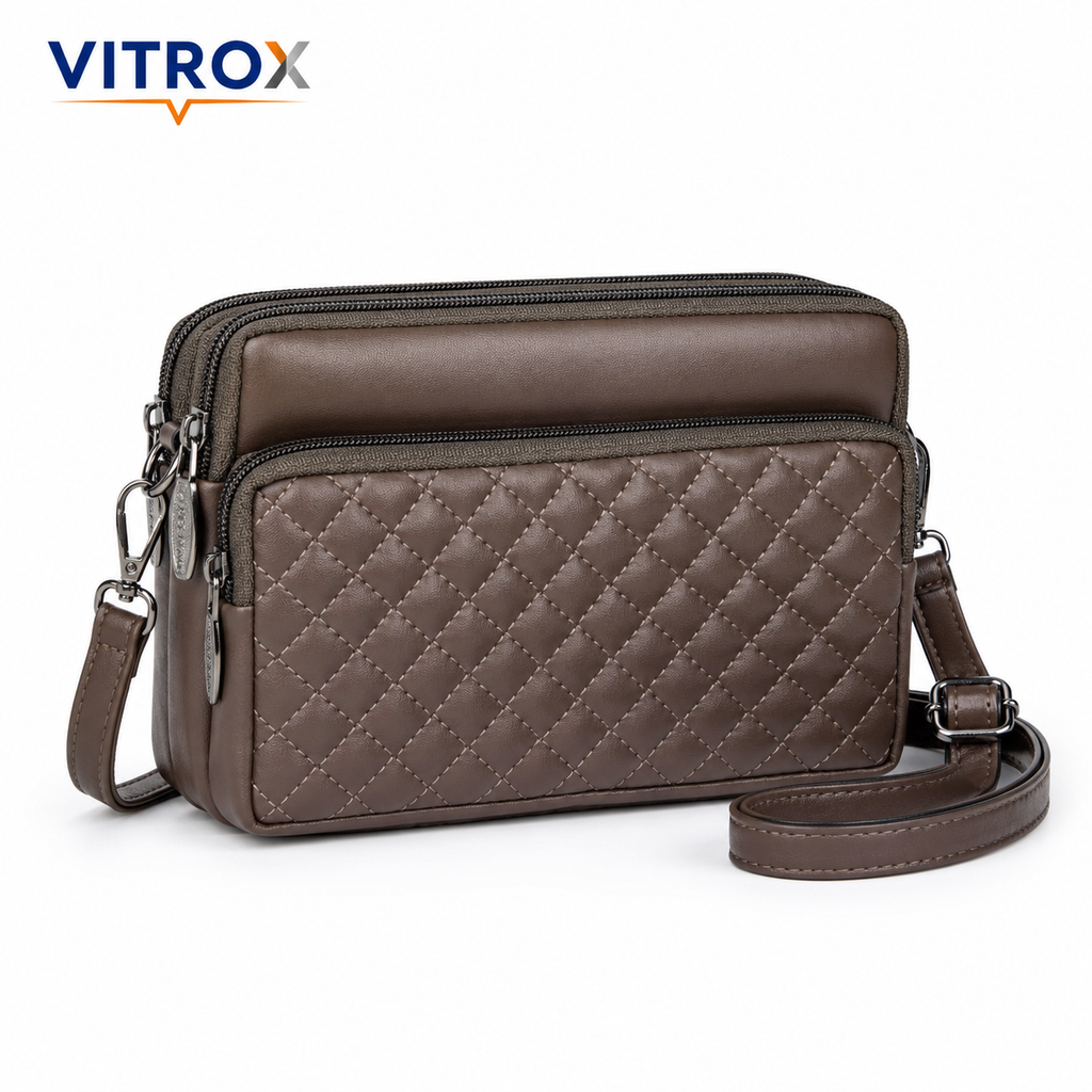Women’s Quilted Multi-Zip Crossbody Bag