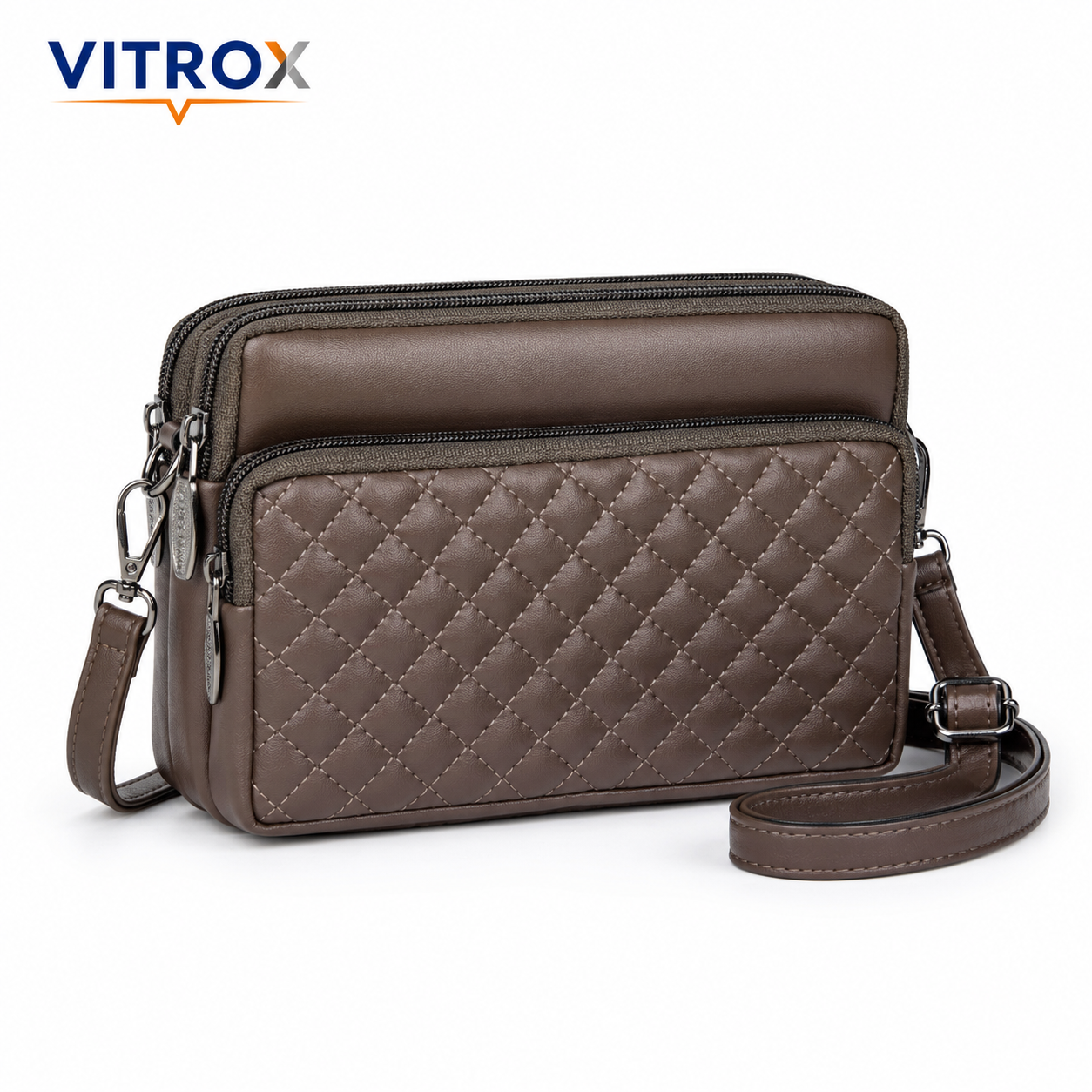 Women’s Quilted Multi-Zip Crossbody Bag