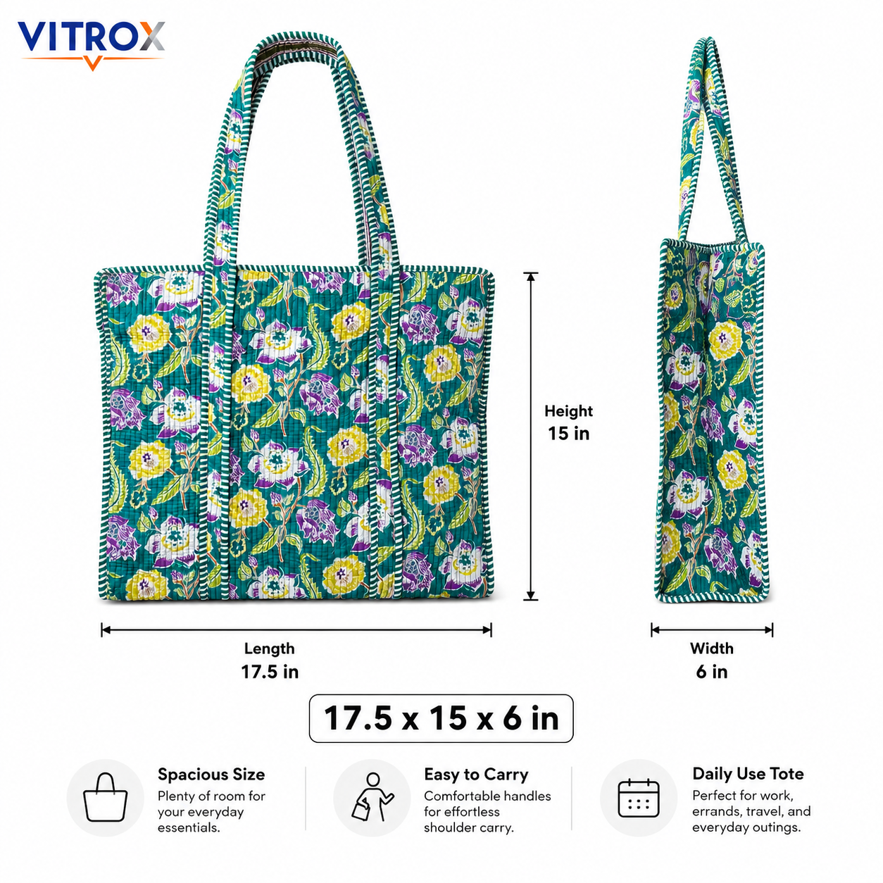 Floral Quilted Tote Bag