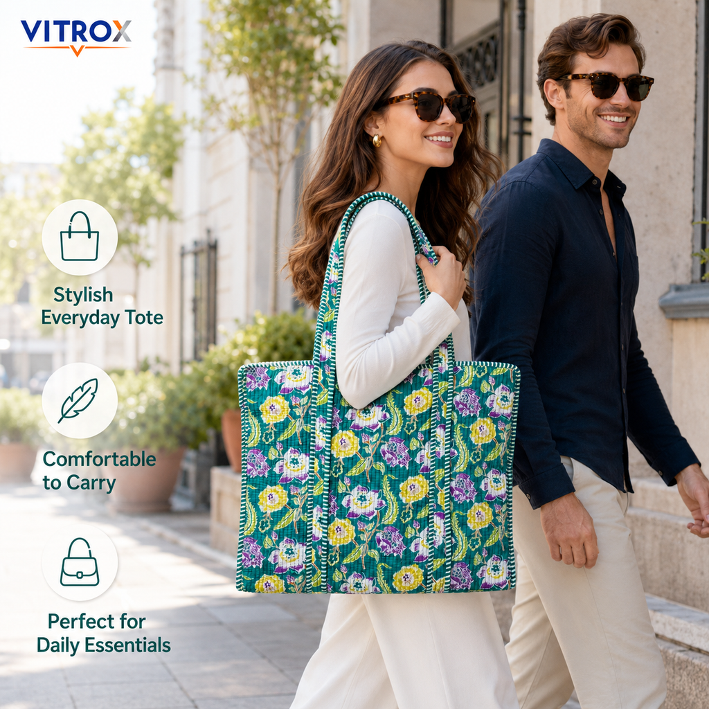 Floral Quilted Tote Bag