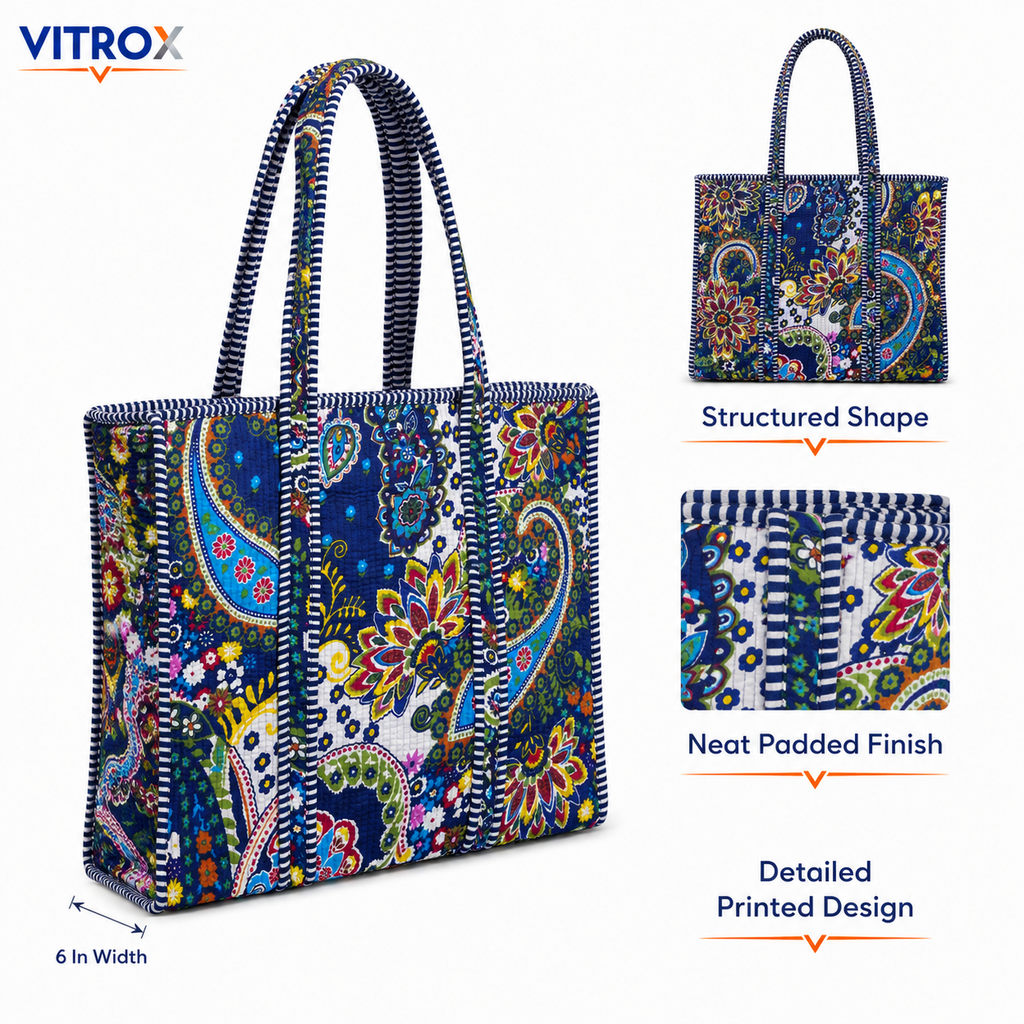 Women's Quilted Floral Paisley Tote Bag
