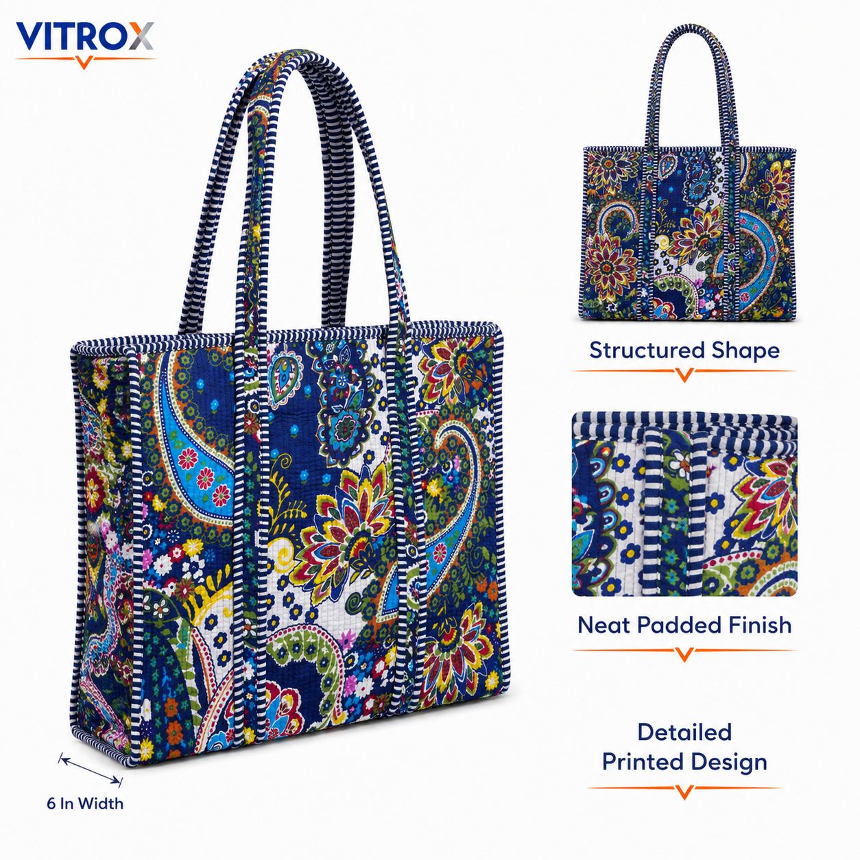 Women's Quilted Floral Paisley Tote Bag