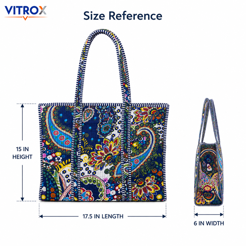 Women's Quilted Floral Paisley Tote Bag