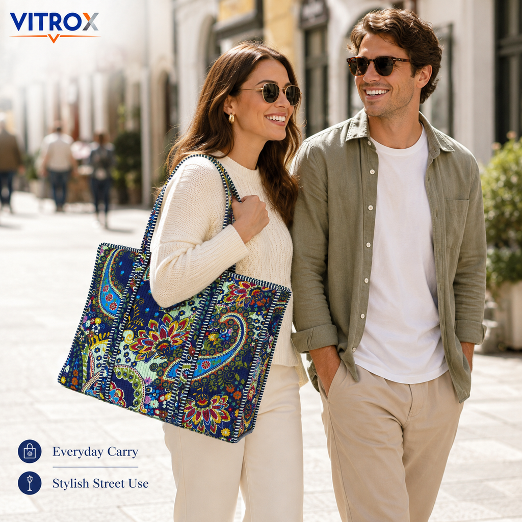 Women's Quilted Floral Paisley Tote Bag