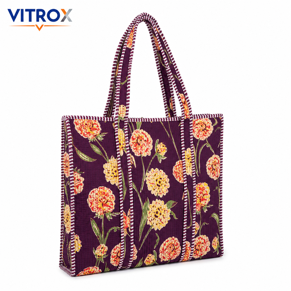 Women’s Quilted Floral Tote Bag