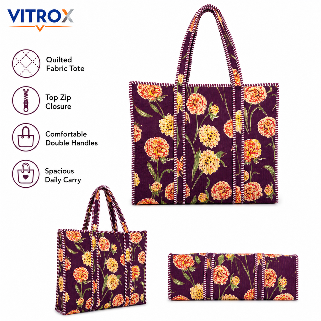 Women’s Quilted Floral Tote Bag