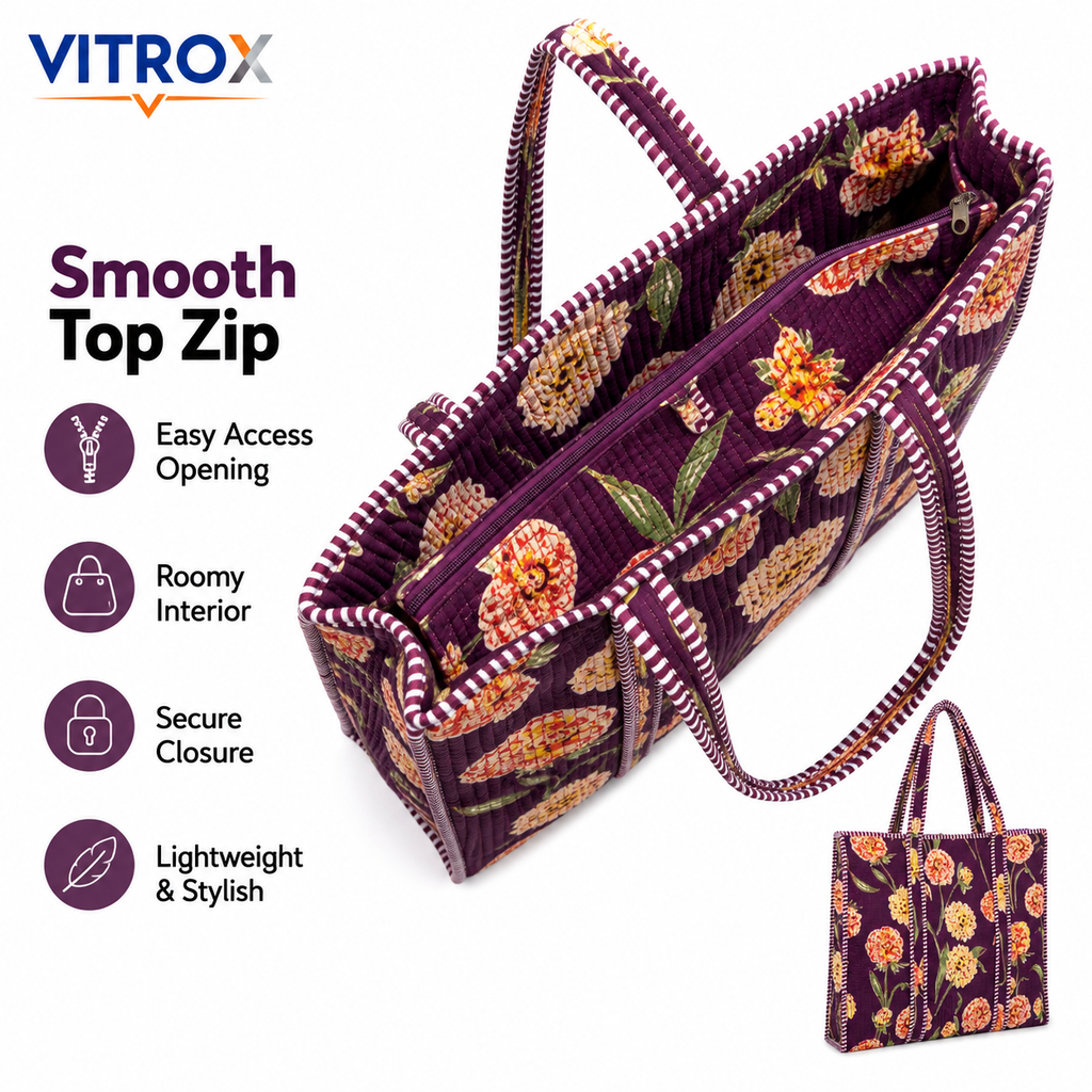 Women’s Quilted Floral Tote Bag