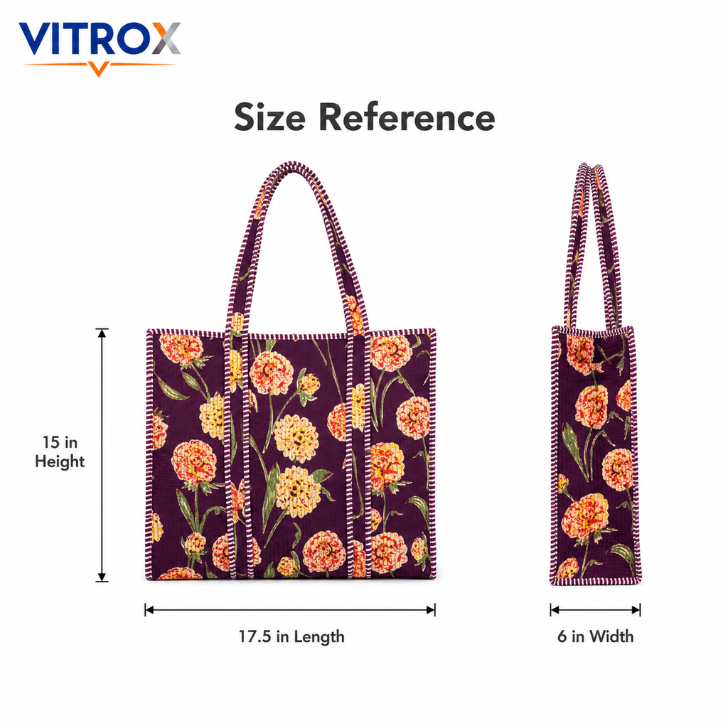 Women’s Quilted Floral Tote Bag