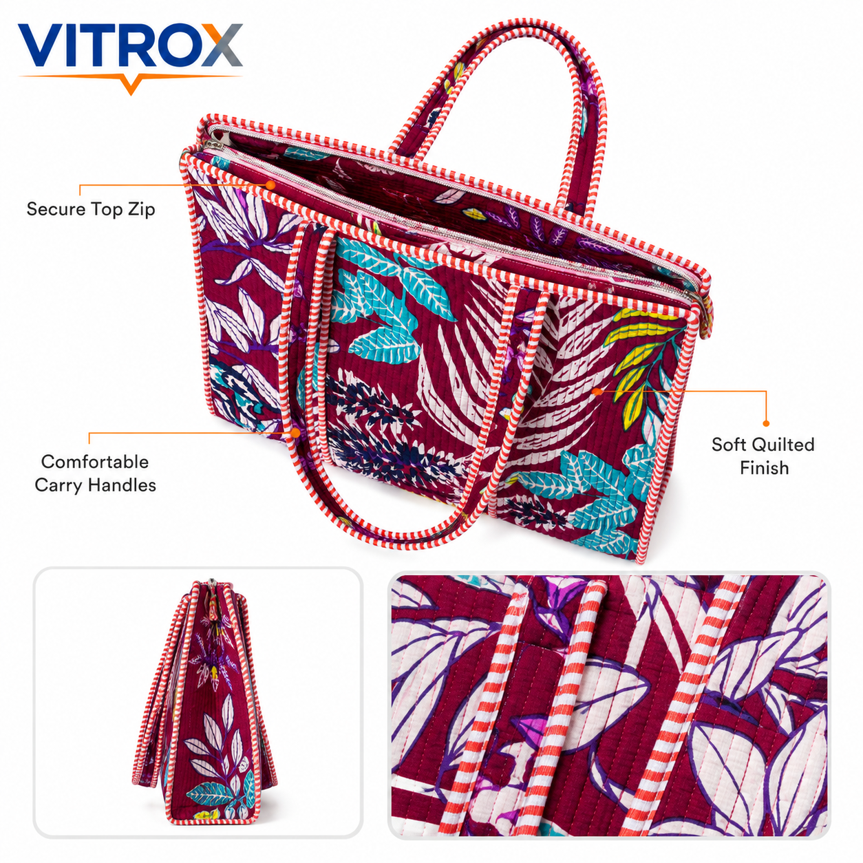 Women’s Quilted Floral Print Tote Bag