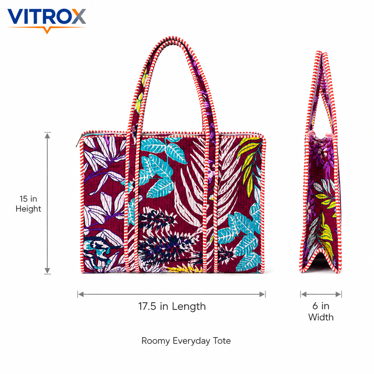 Women’s Quilted Floral Print Tote Bag