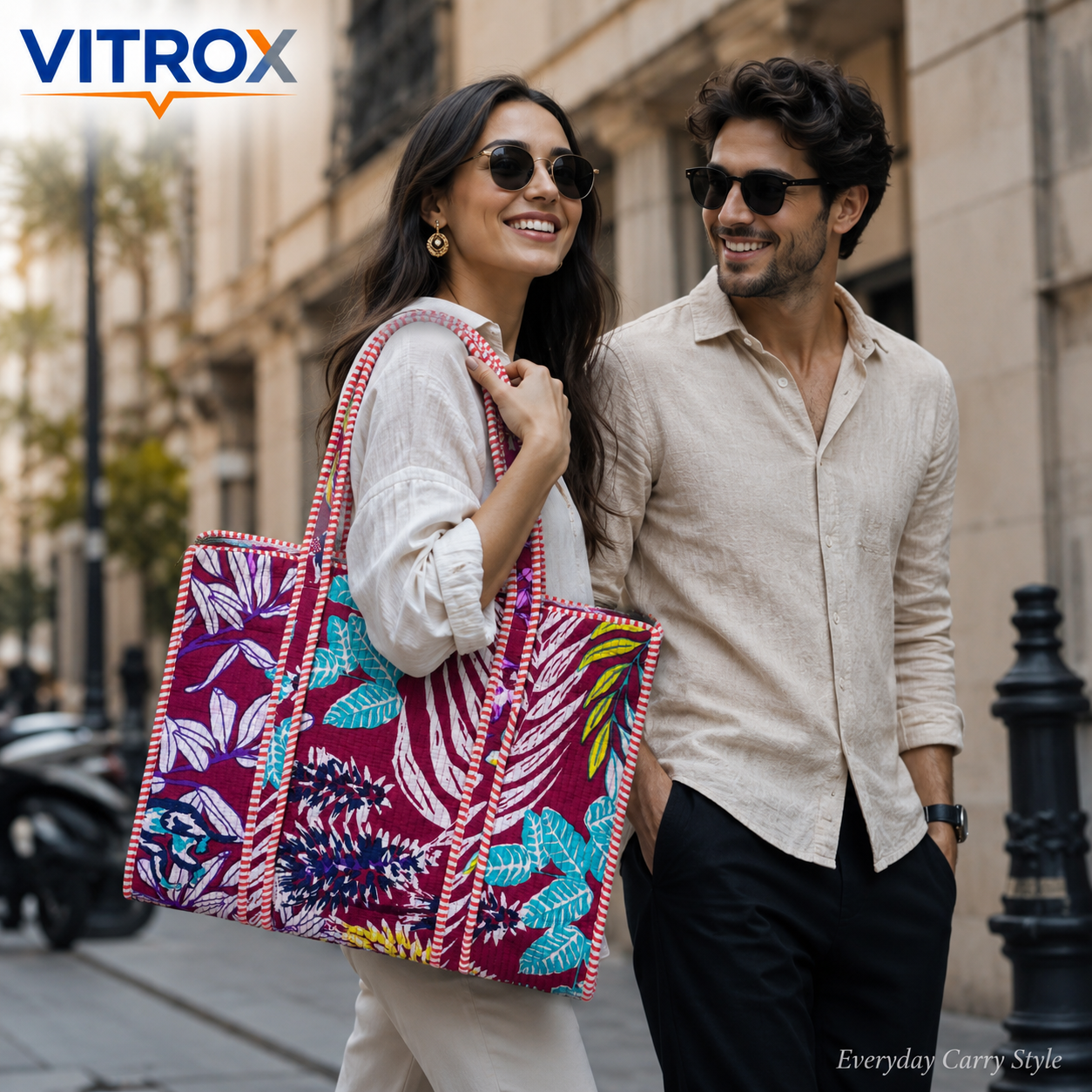 Women’s Quilted Floral Print Tote Bag