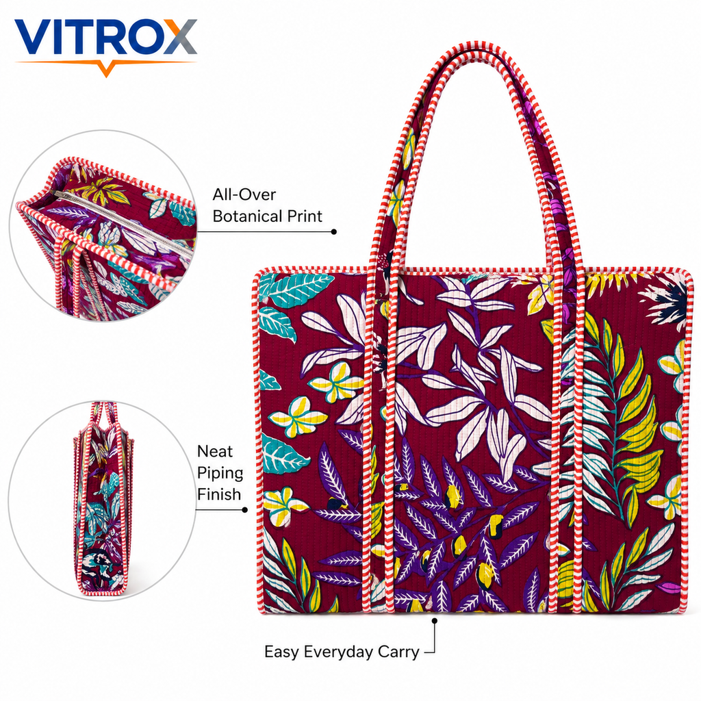 Women’s Quilted Floral Print Tote Bag