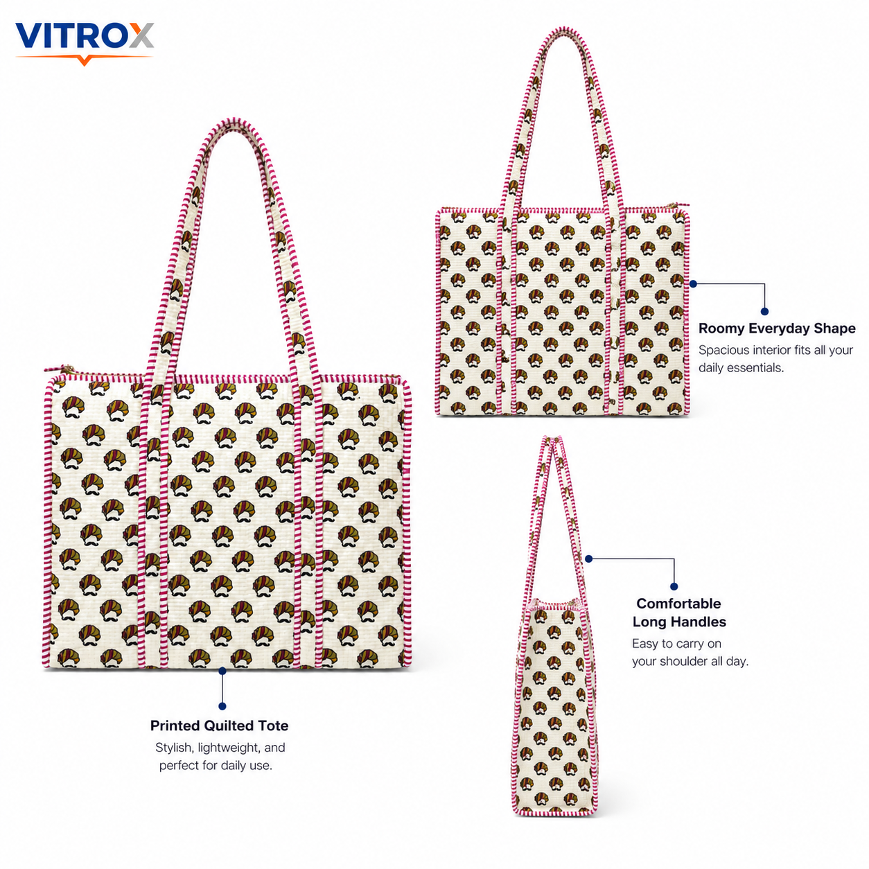 Women’s Printed Quilted Tote Bag
