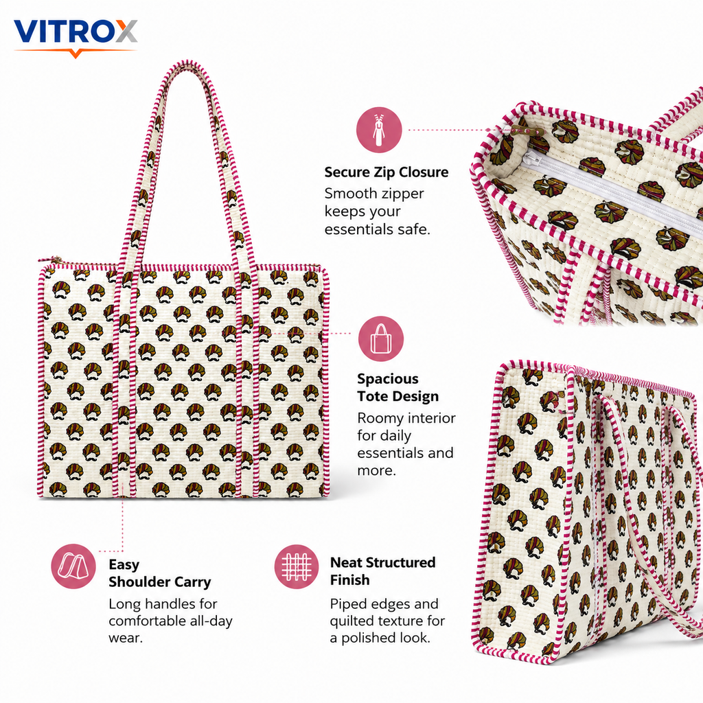 Women’s Printed Quilted Tote Bag