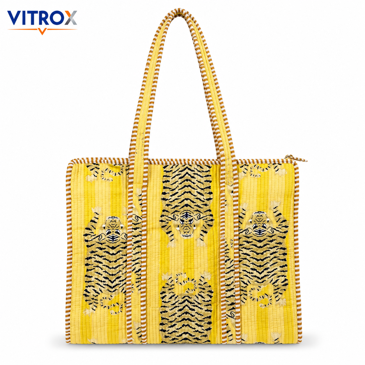 Tiger Print Quilted Tote Bag