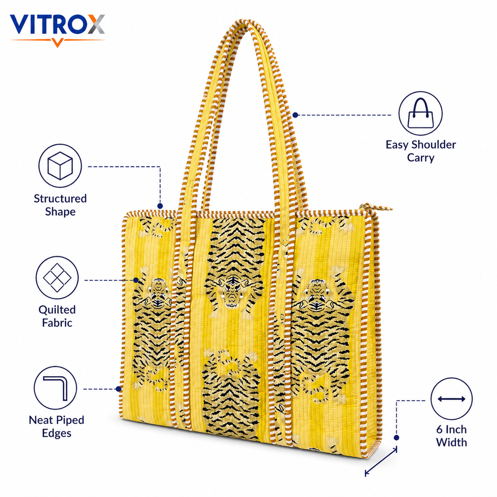 Tiger Print Quilted Tote Bag