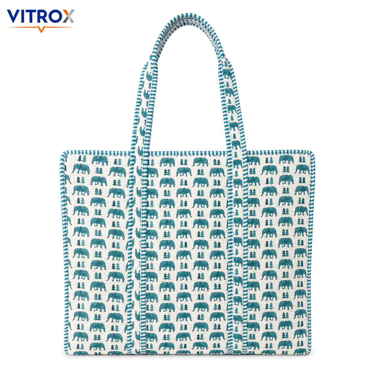 Quilted Elephant Print Tote Bag