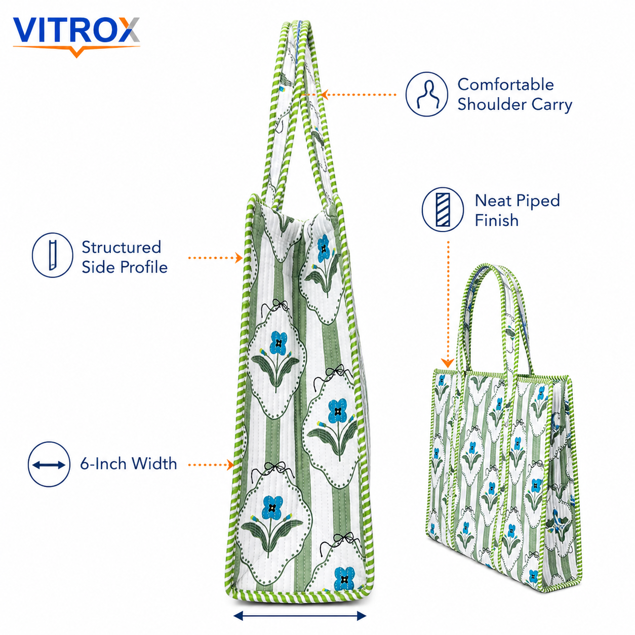 Women’s Quilted Floral Tote Bag&nbsp;