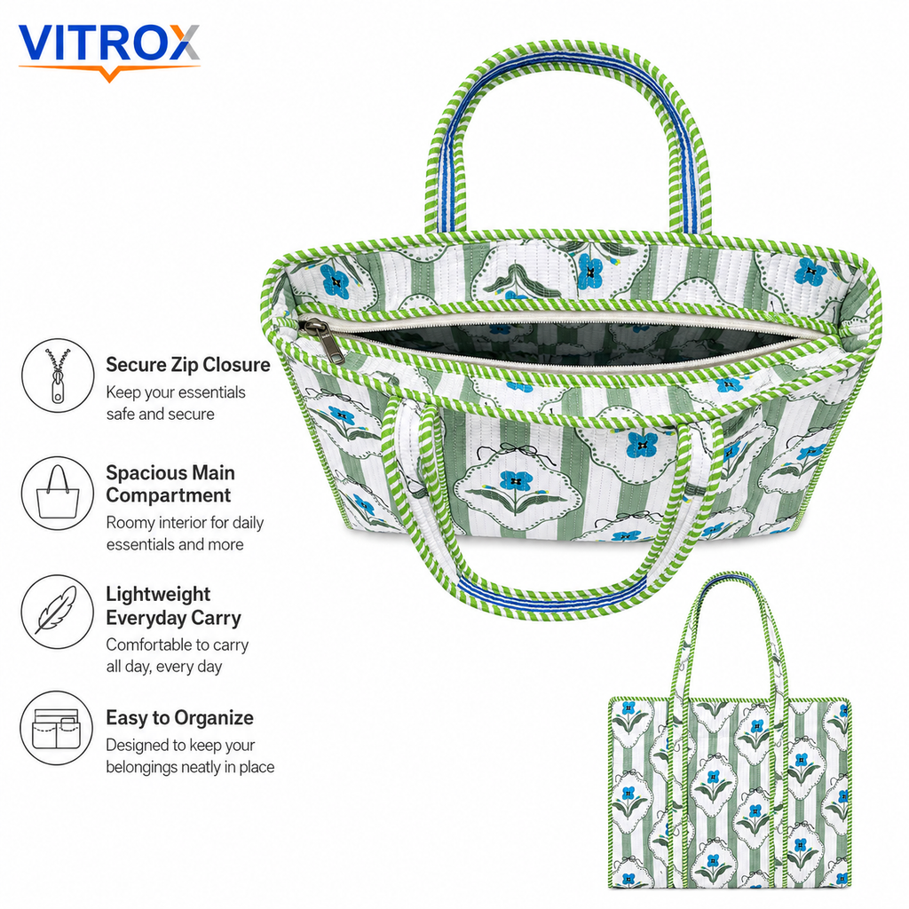 Women’s Quilted Floral Tote Bag&nbsp;