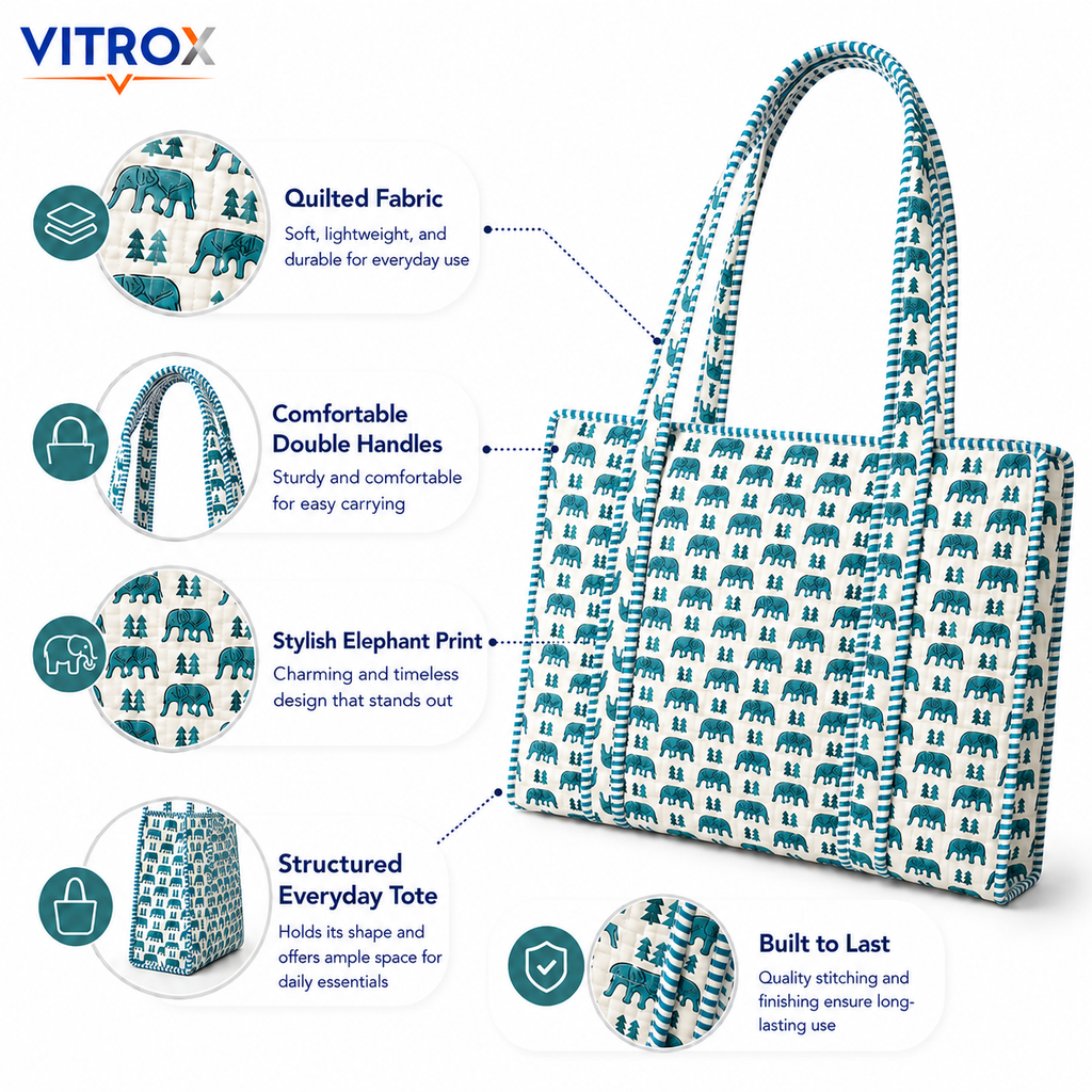 Women’s Quilted Floral Tote Bag&nbsp;