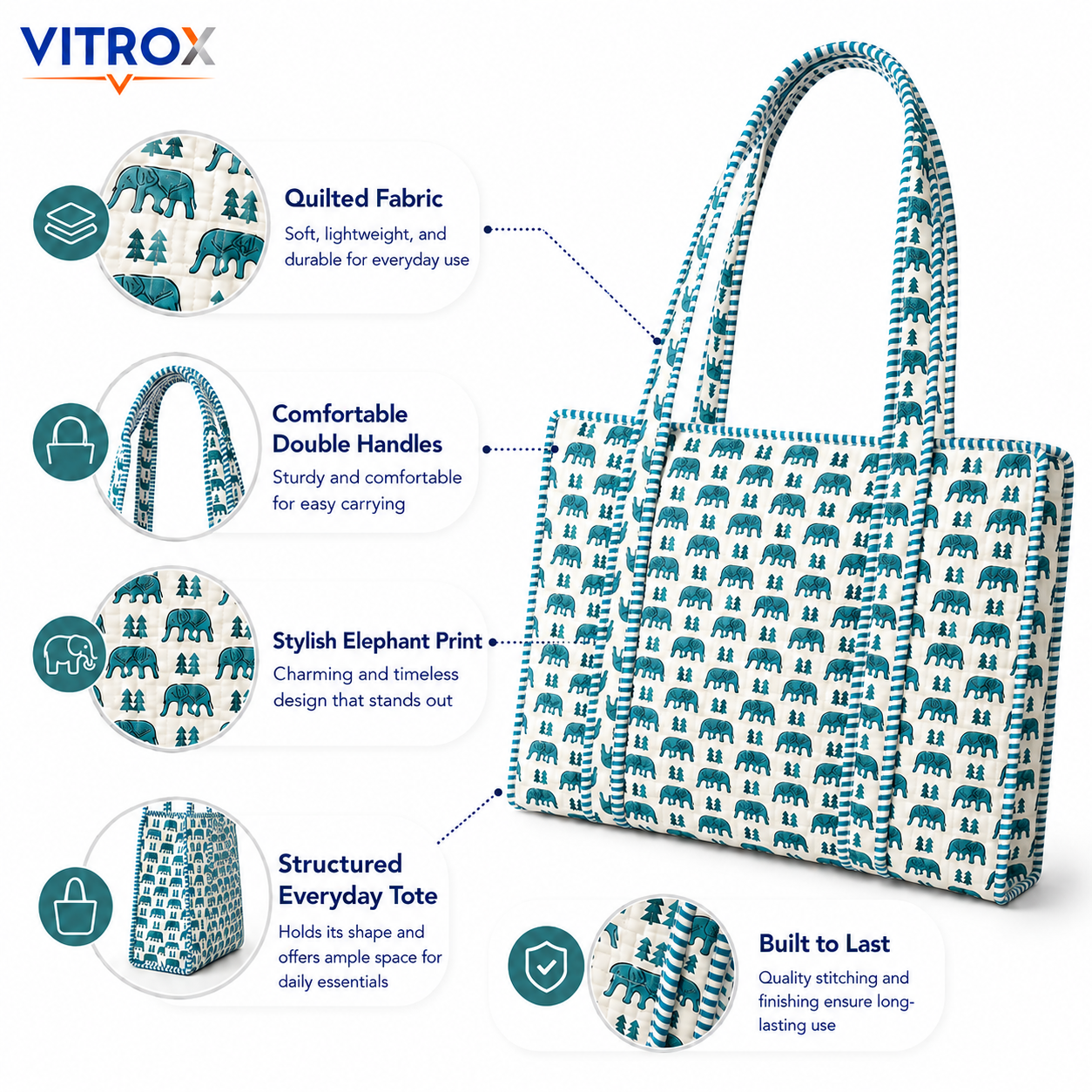 Women’s Quilted Floral Tote Bag&nbsp;