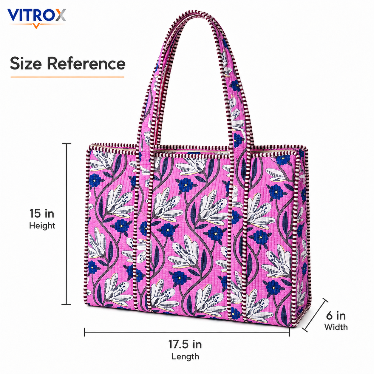 Pink Floral Quilted Tote Bag
