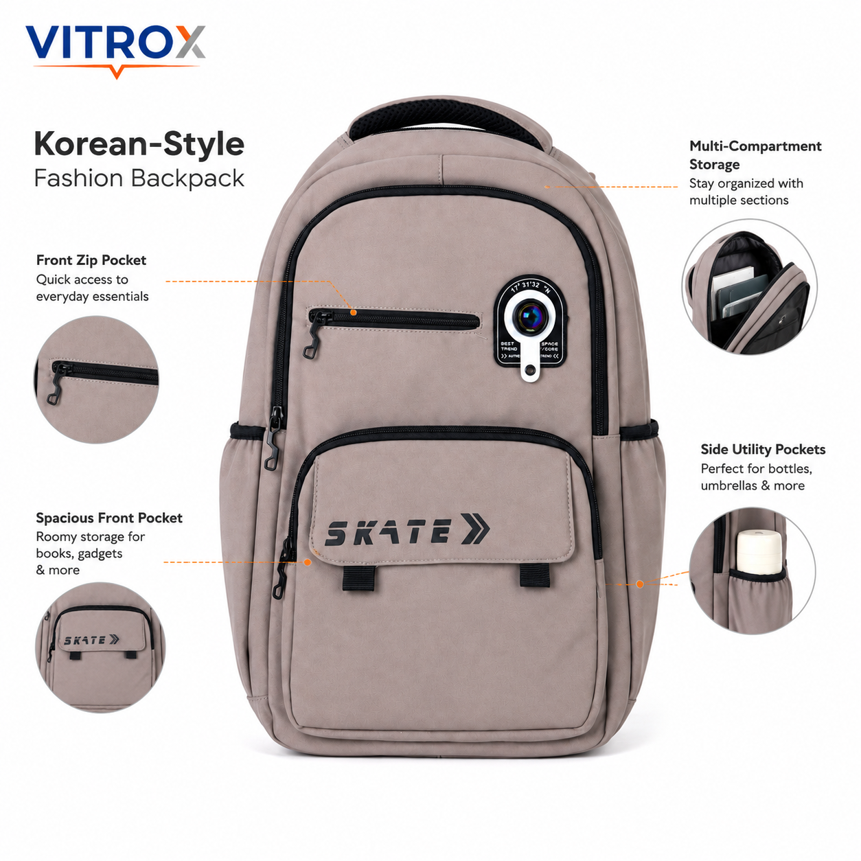 Korean-Style Unisex Multi-Compartment Backpack