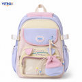 Korean-Style Pastel Multi-Compartment Backpack