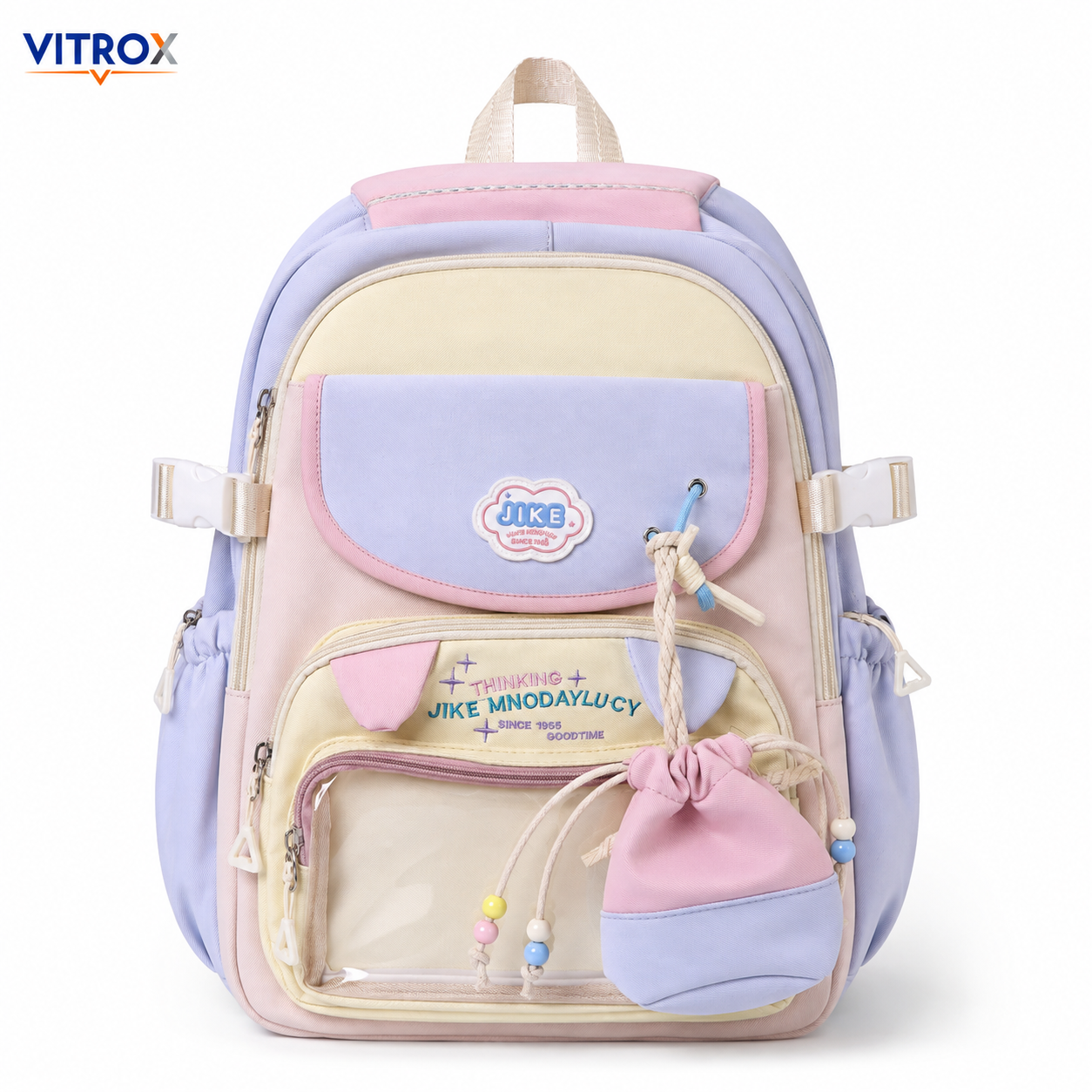 Korean-Style Pastel Multi-Compartment Backpack
